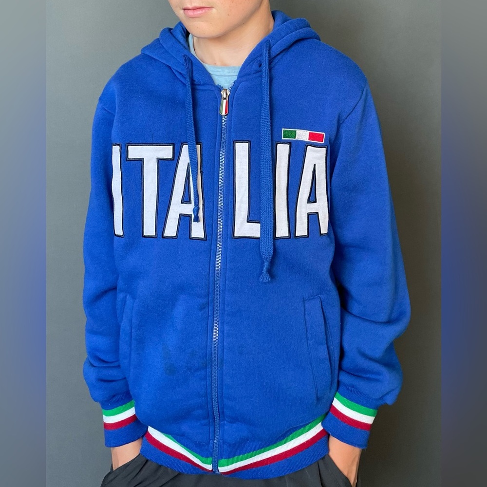 Blue ITALIA hooded zip up sweatshirt- boys 10/12